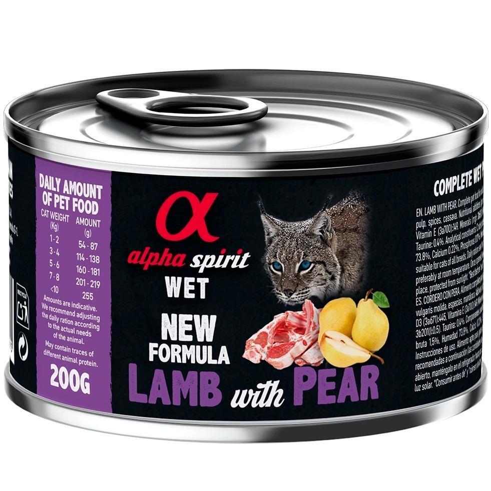 Вологий корм для дорослих котів Alpha Spirit Lamb with pear з ягнятиною та грушами 200гфото1