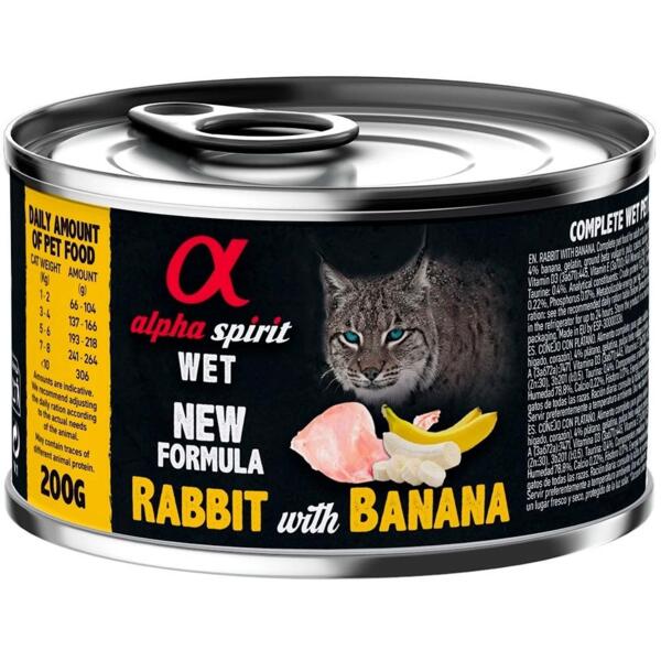 

Влажный корм для взрослых кошек Alpha Spirit Rabbit With Banana с кроликом и бананами 200г