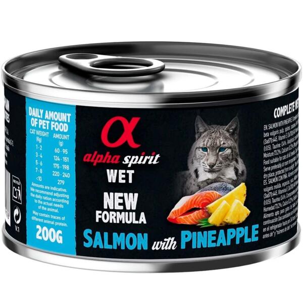 

Влажный корм для взрослых кошек Alpha Spirit Salmon with Pineapple с лососем и ананасами 6*200г