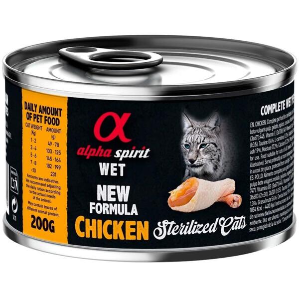 

Влажный корм для стерилизованных кошек Alpha Spirit Chicken Sterilized Cat с курицей 6*200г