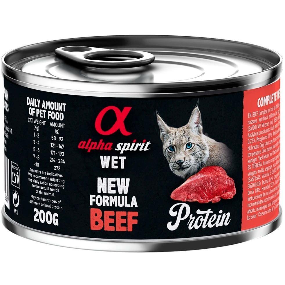 Консерва для дорослих котів Alpha Spirit Beef PROTEIN з яловичиною 200гфото1