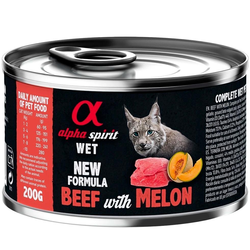 Консерва для дорослих котів Alpha Spirit Beef with Melon з яловичиною та динею 200гфото1