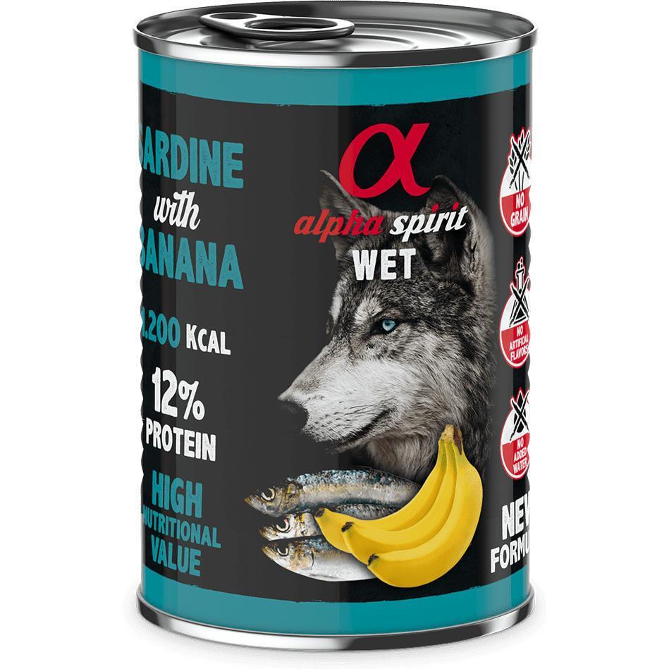 Вологий корм для дорослих собак Alpha Spirit Sardine with Banana з сардиною та бананами 400гфото