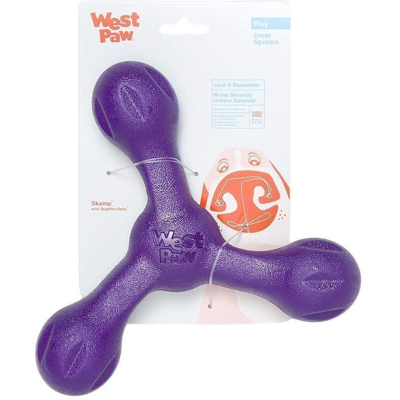 Игрушка для собак West Paw Skamp Large Eggplant Три лепестка большой 22см фиолетовый фото 1
