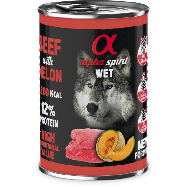 

Влажный корм для взрослых собак Alpha Spirit Beef with Melon с говядиной и дыней 400г