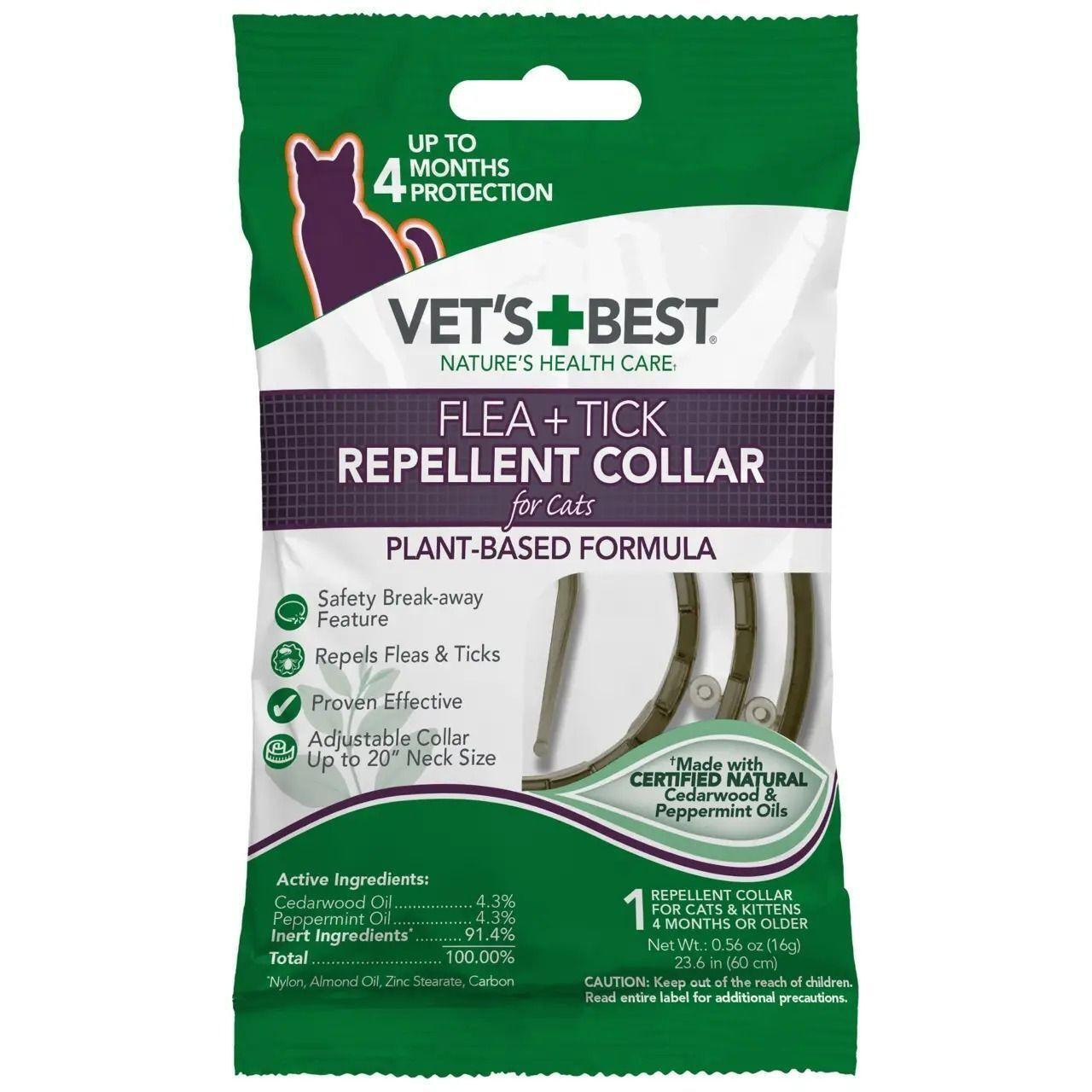 Ошейник для кошек Vet`s Best Flea&Tick Repellent Collar от блох и клещей 60см фото 1