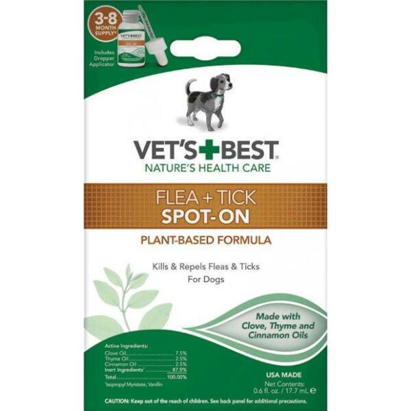 

Капли для собак Vet`s Best Flea + tick Spot-on bottle от блох и клещей 17,7мл