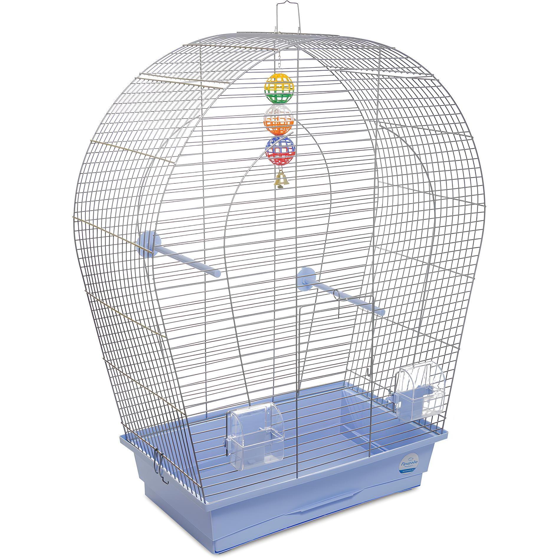 Клетка для птиц Природа Арка Большая 44*27*75 хром/светло-голубая фото 1