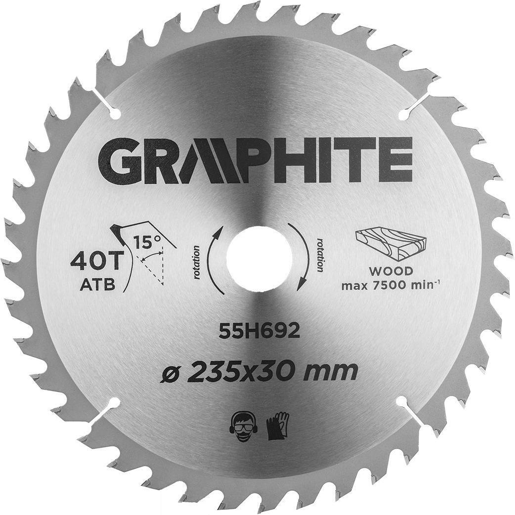 Диск пильний Graphite по дереву, 235х30мм, 40 зубів (55H692)фото1