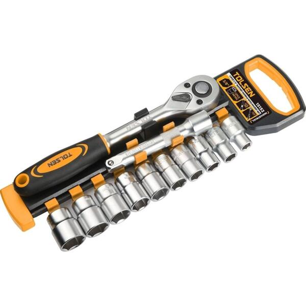 

Набор инструментов Tolsen Профи, набор торцевых головок 1/2", 12шт, CrV (15152)