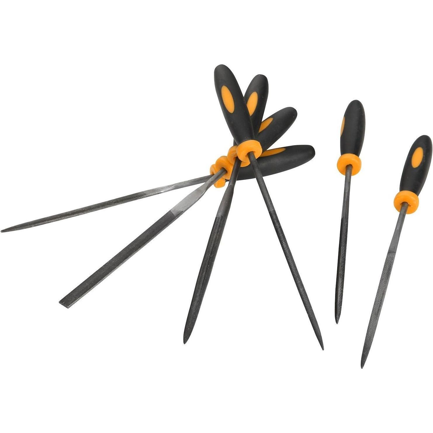 Надфили по металлу Tolsen, набор 6шт, алмазные, диаметр 3мм, двухкомпонентная рукоятка, 100мм (32046) фото 