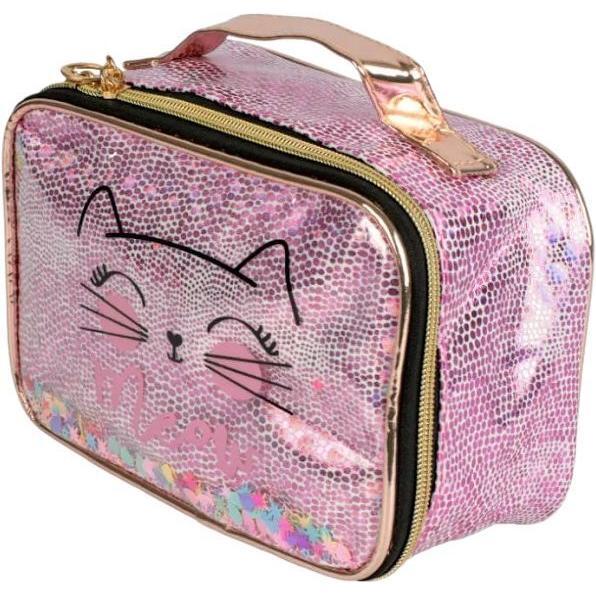 Косметичка Lukky с принтом "Кошечка" с конфетти 21x13x12см (T21398) фото 