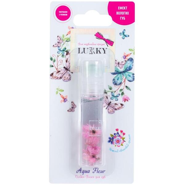 

Масло-блеск для губ в ролике Lukky Aqua Fleur с розовыми цветами (T22004)