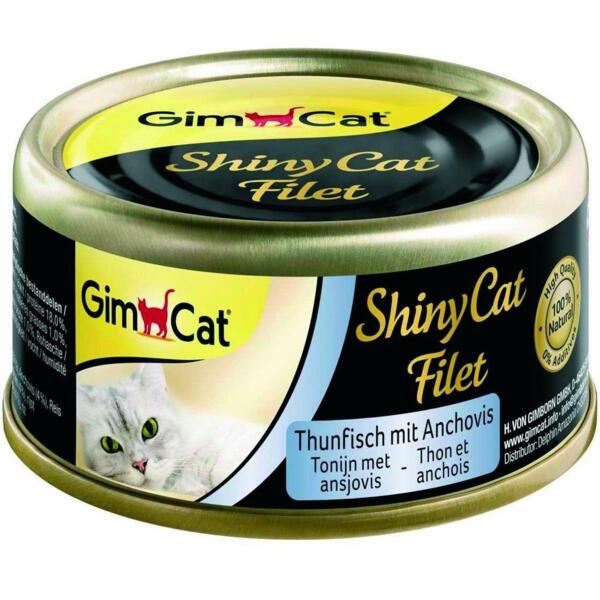 

Корм влажный для котов GimCat Shiny Cat с тунцом и анчоусом 70г