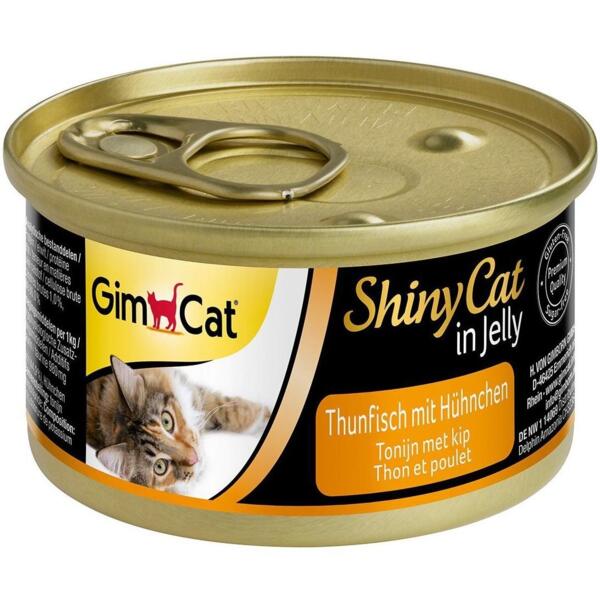 

Корм влажный для котов GimCat Shiny Cat с тунцом и курицей в желе 70г