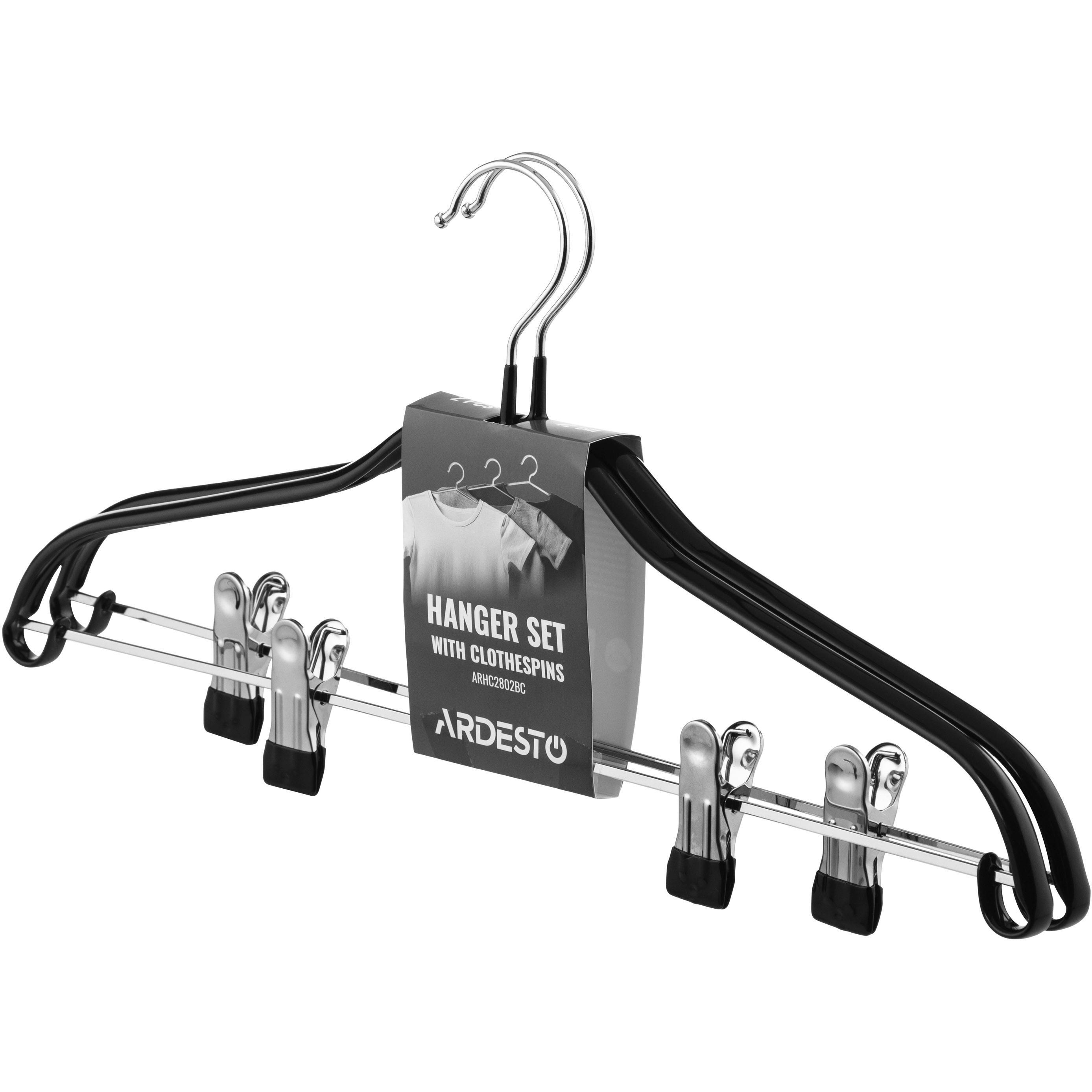 Вішаки для одягу з прищіпками ARDESTO 42см 2 шт чорні (ARHC2802BC)фото1