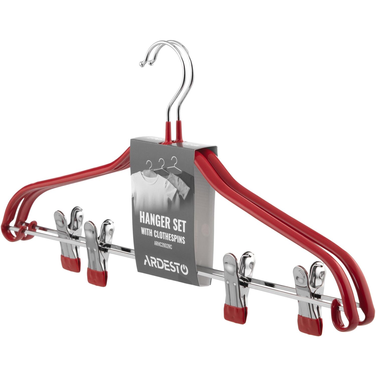 Вішаки для одягу з прищіпками ARDESTO 42см 2 шт червоні (ARHC2802RC)