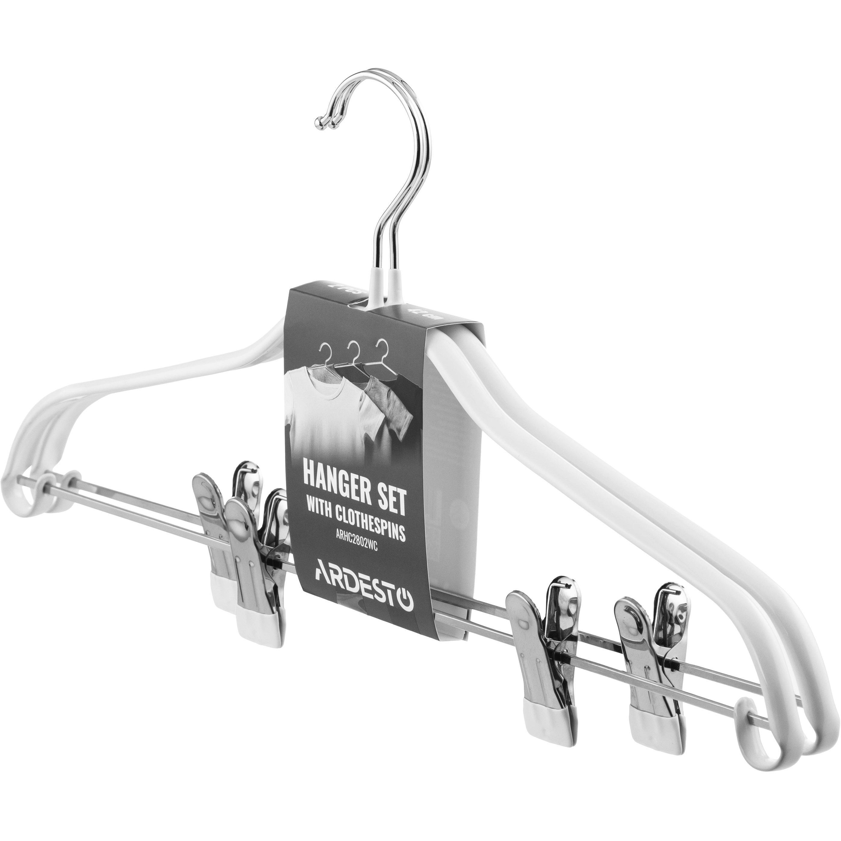 Вішаки для одягу з прищіпками ARDESTO 42см 2 шт білі (ARHC2802WC)фото1
