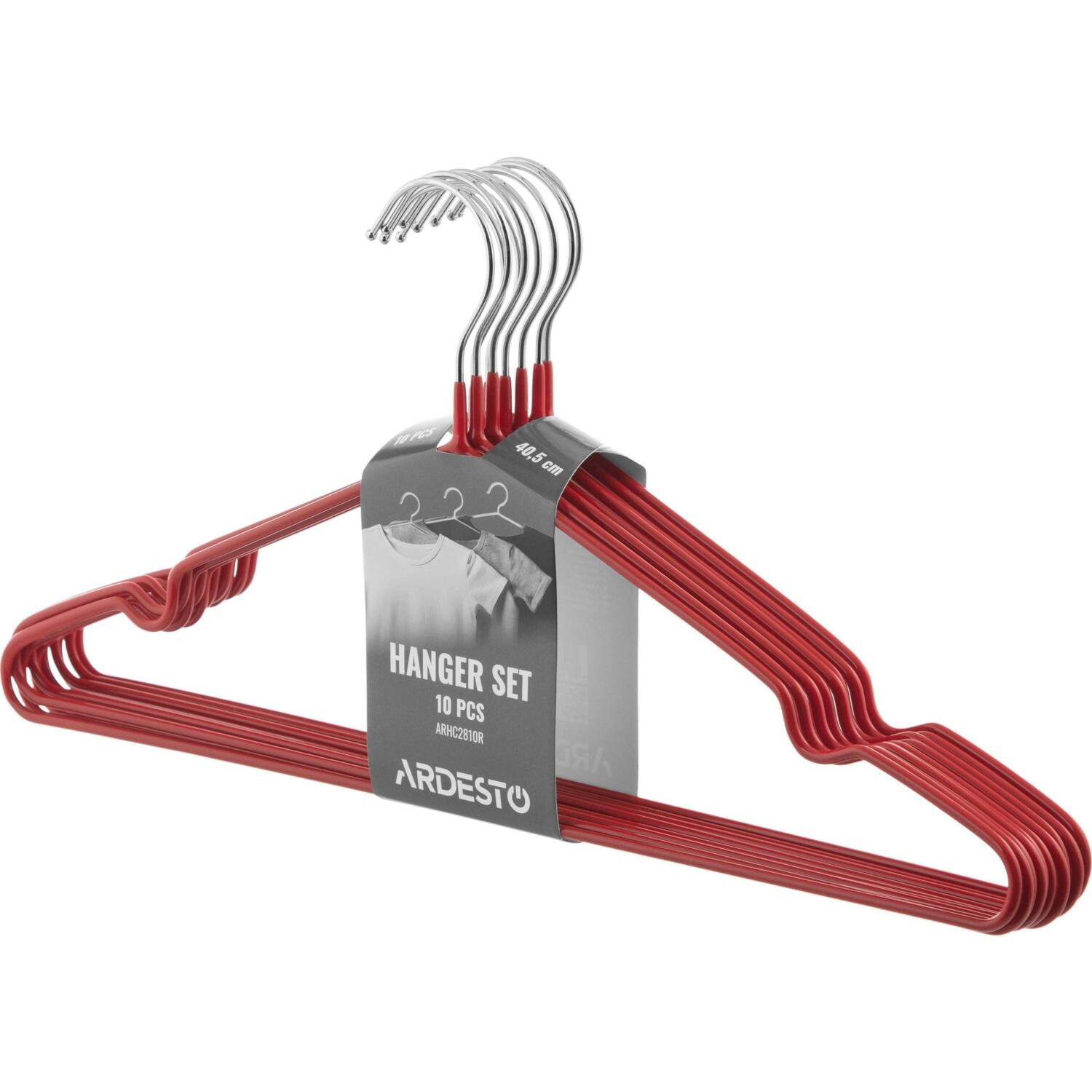 Вішаки для одягу ARDESTO 40.5см 10 шт червоні (ARHC2810R)