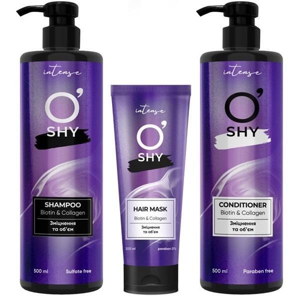Подарочный набор O'SHY Intense Biotin & Collagen: Маска для волос 200мл + Шампунь 500мл + Кондиционер 500мл