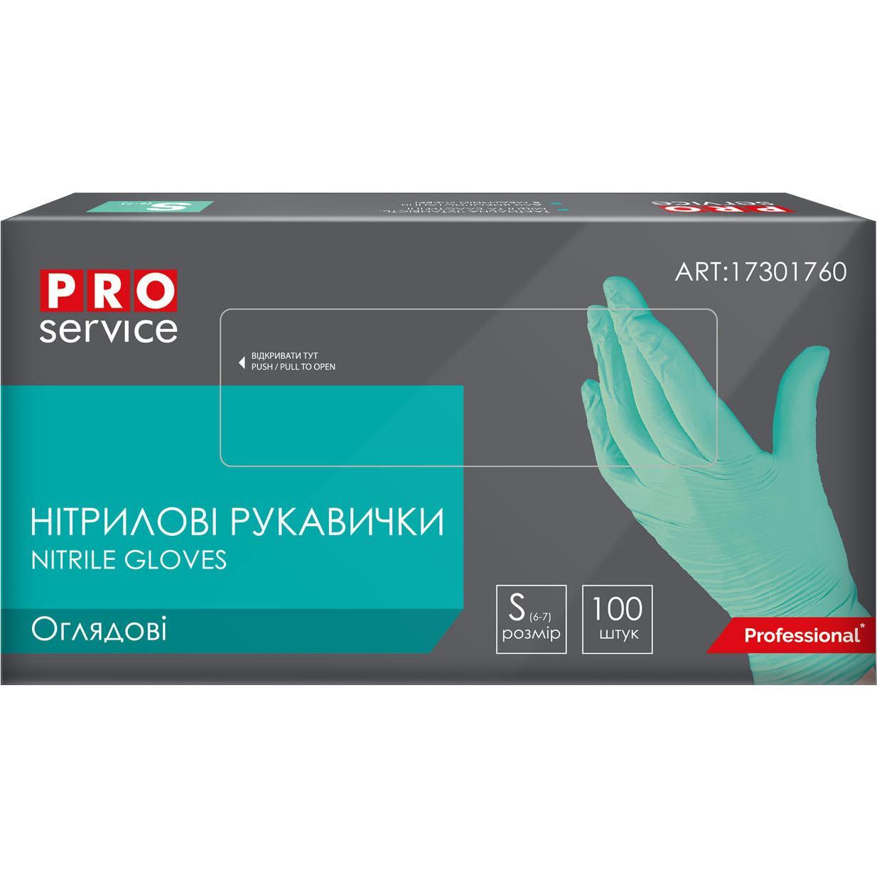 Рукавички нітрилові оглядові нестерильні неприпудрені PRO бірюзові S 100шт/упфото