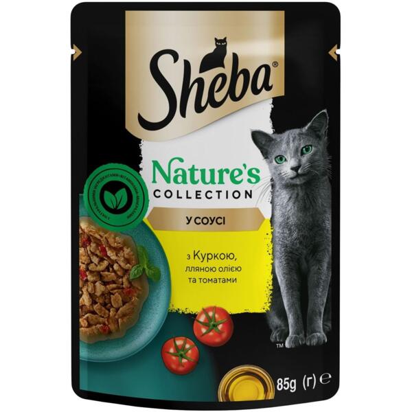 

Влажный корм для котов Sheba Nature`s Collection с курицей, льняным маслом и томатами 85г