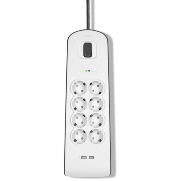 

Сетевой фильтр Belkin 8хТип F, 2xUSB-A, 16А, защитой от перенапряжения (BSV804VF2M-V2)