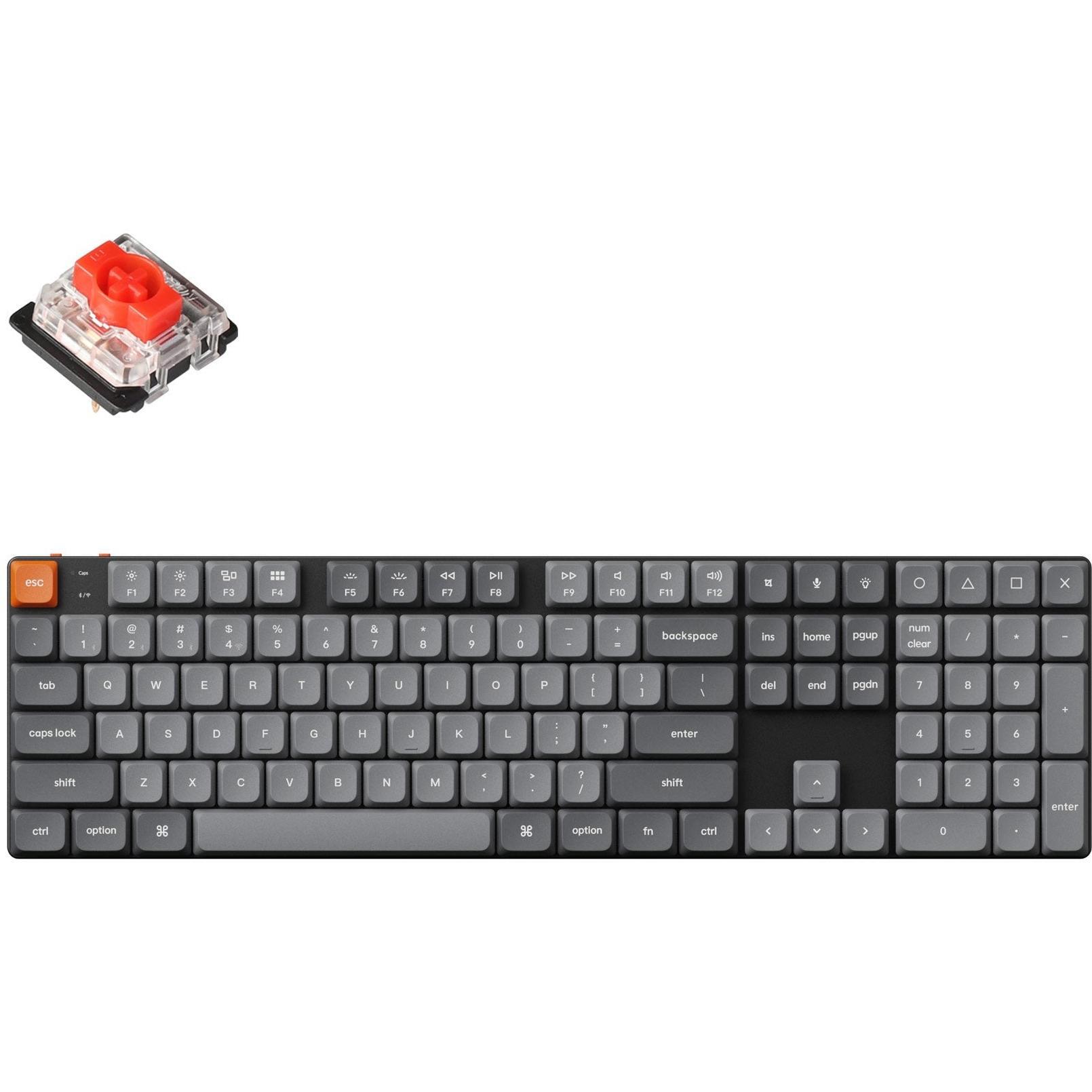 Клавіатура Keychron K5 Max 104Key, Gateron MX 2.0 Red, WL/BT/USB-A, QMK, RGB, Black (K5M-B1-UA)фото1