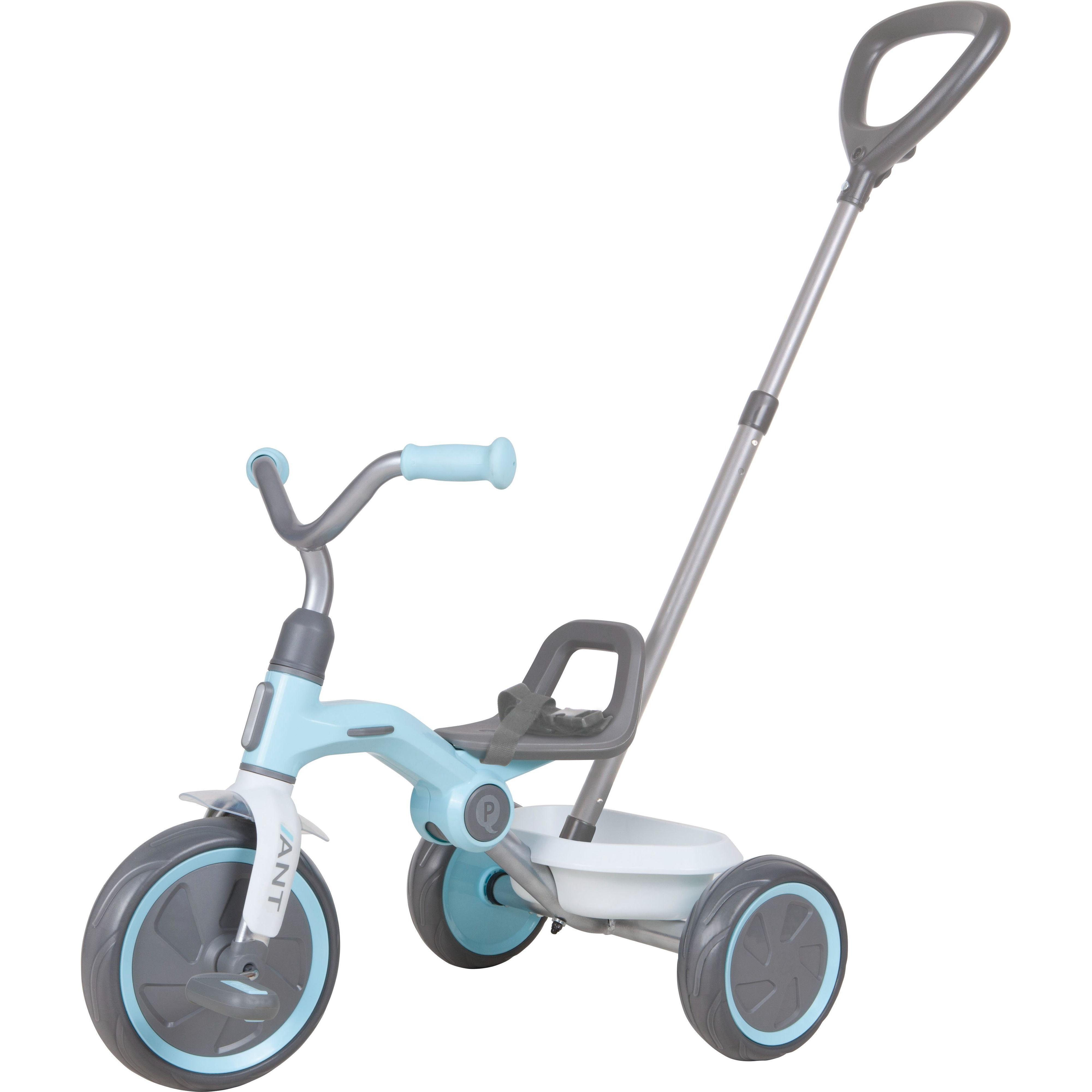 Велосипед трехколесный QPLAY Ant+ с родительской ручкой складной голубой (T190-2Ant+LightBlue) фото 1