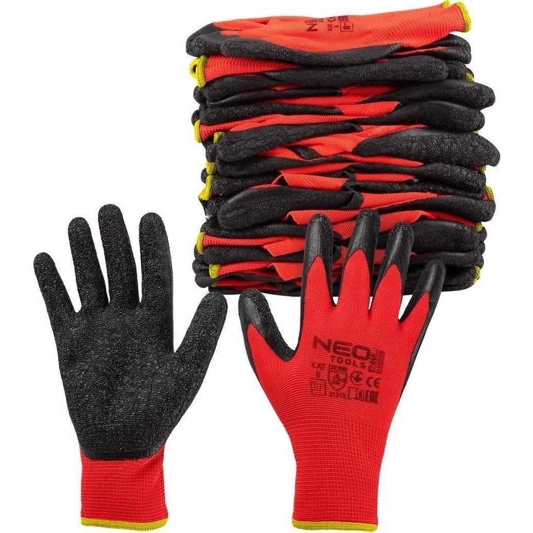 Перчатки рабочие Neo Tools, комплект 12шт, р.10, красно-черные (97-645-10) фото 1