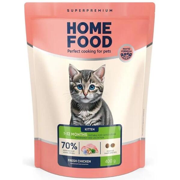 

Сухой корм для котят до 12 месяцев HOME FOOD Курица 400г