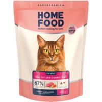 Сухой корм для взрослых котов HOME FOOD Индейка и лосось для здоровой кожи и блеска шерсти 400г