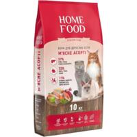 Сухой корм для взрослых котов HOME FOOD Мясное ассорти универсальный 10кг