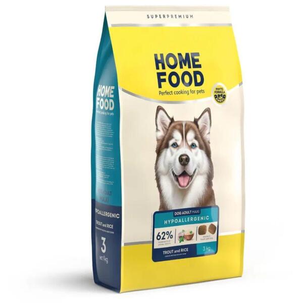 Сухой корм для взрослых собак больших пород HOME FOOD Форель и рис гипоаллергенный 3кг