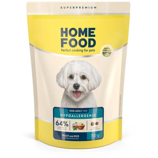 Сухой корм для взрослых собак малых пород HOME FOOD Форель и рис гипоаллергенный 700г