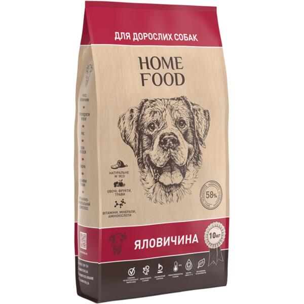 

Сухой корм для активных взрослых собак больших пород HOME FOOD Говядина 10кг