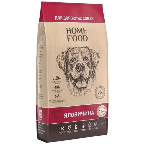 

Сухой корм для активных взрослых собак средних пород HOME FOOD Говядина 10кг