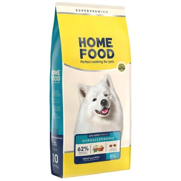 Сухой корм для взрослых собак HOME FOOD Форель и рис гипоаллергенный 10кг