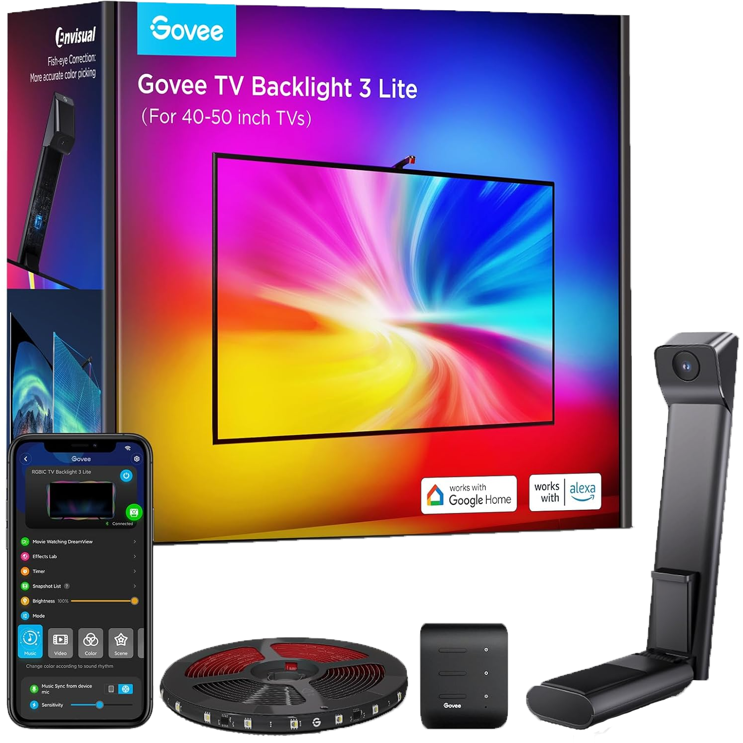 Набор подсветки Govee H6097 Backlight 3 Lite 40-50', RGBICW, WI-FI/Bluetooth, черный (H60973D1) фото 