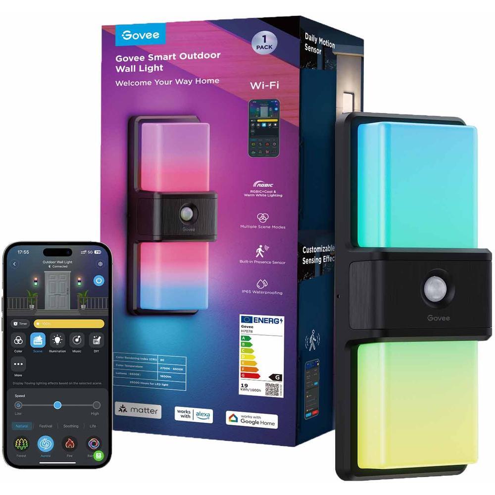 Светильник Govee H7078 Smart Outdoor Wall light, RGBICWW, IP65, WI-FI/Bluetooth, білий (H7078CD1) фото 1