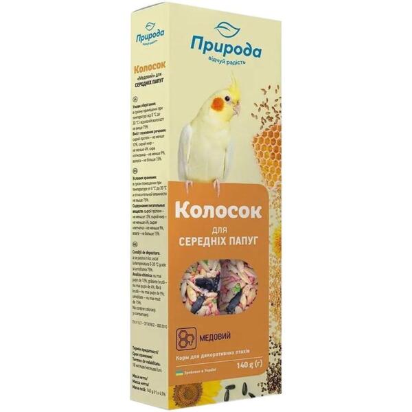 

Лакомство для средних попугаев Природа Колосок Медовый 140г