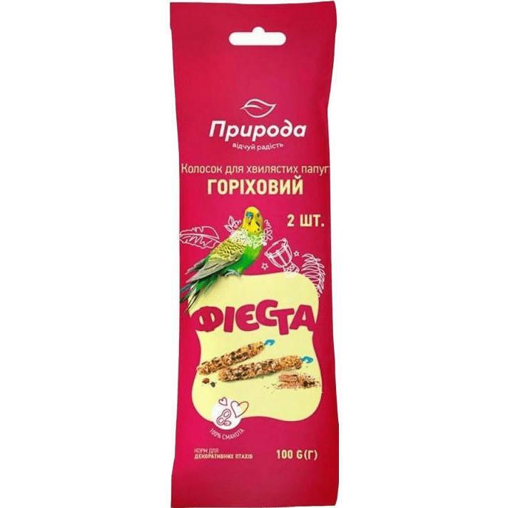 Лакомство для волнистых попугаев Природа Колосок Фиеста Ореховый 100г фото 1