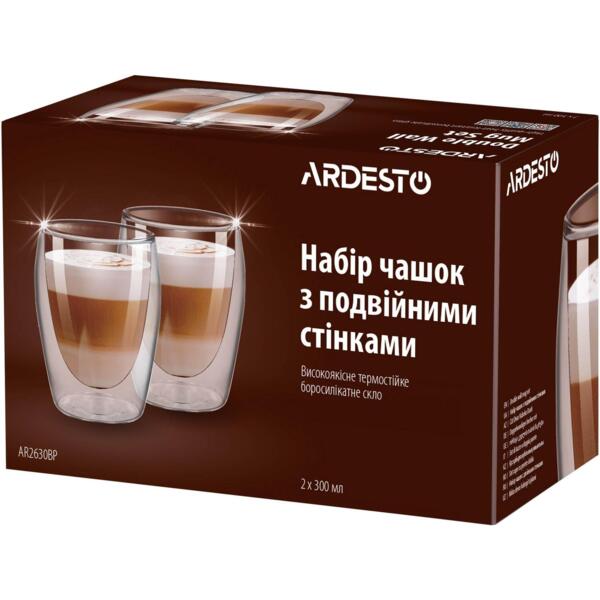 

Набор чашек Ardesto с двойными стенками, 300мл, 2шт (AR2630BP)