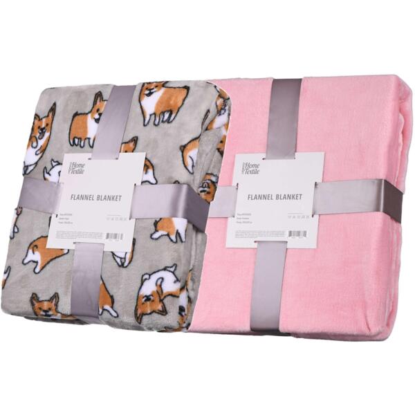 

Набор пледов Flannel 200х220см розовый, 160х200см, корги (ART0208SB_ART0109PB)