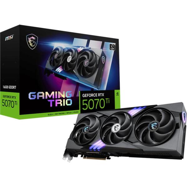 

Видеокарта MSI GeForce RTX 5070 Ti 16GB GDDR7 GAMING TRIO OC PLUS (912-V531-056)