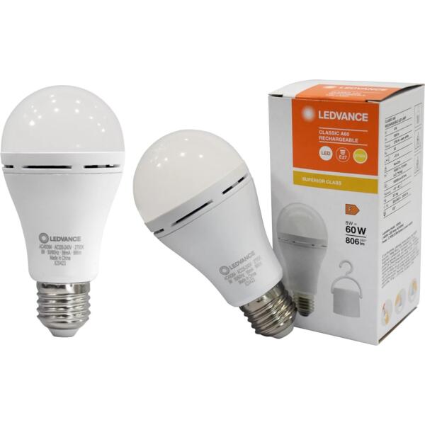 

Комплект аккумуляторных светодиодных ламп Ledvance A60 8W 806Lm 2700К E27 2 шт (4099854102417_2)