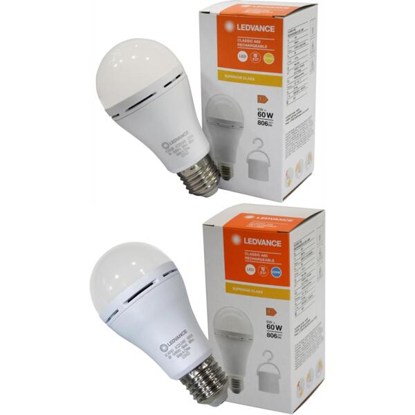 

Комплект аккумуляторных светодиодных ламп Ledvance A60 8W 806Lm E27 2700К+6500К (4099854102417_2431)