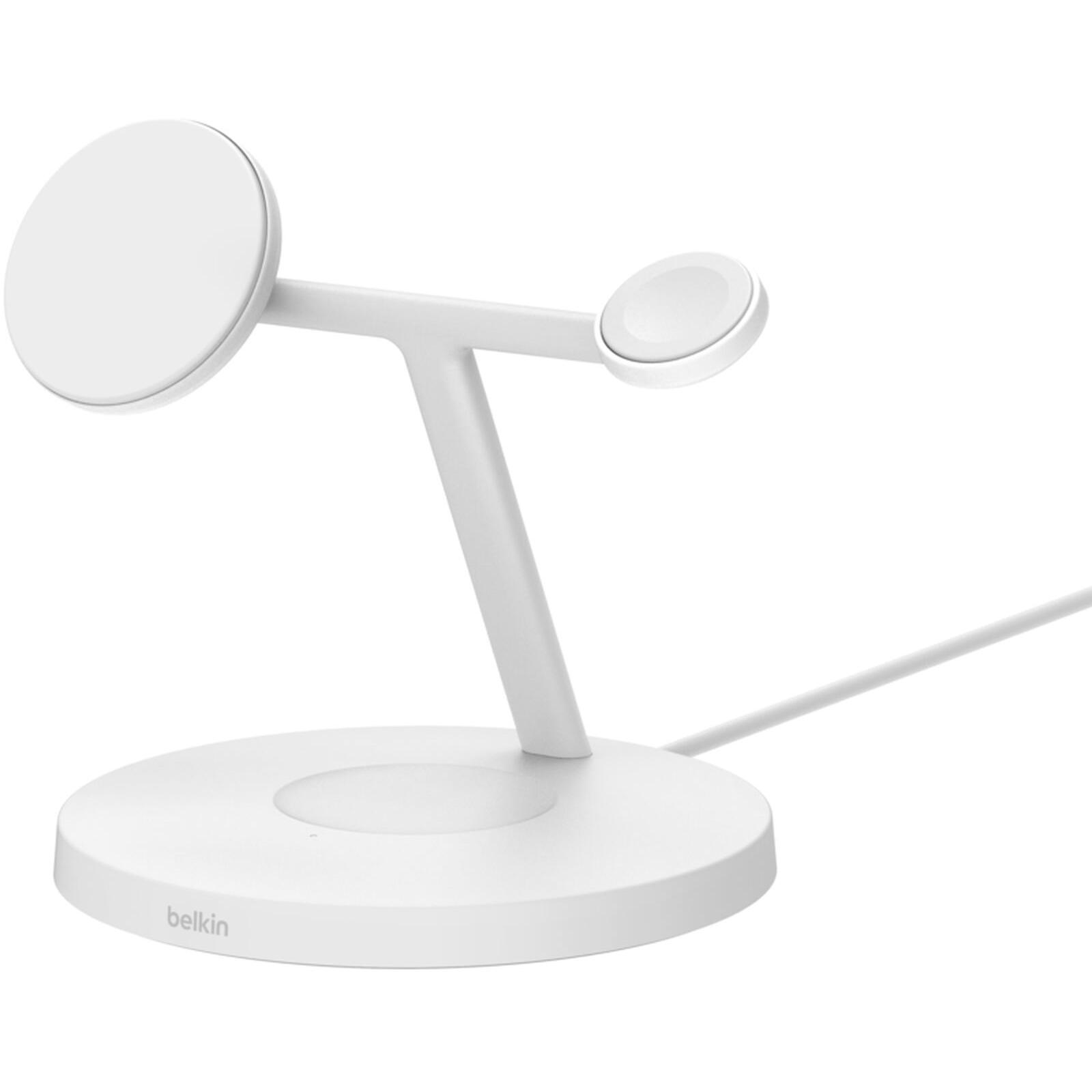 Бездротовий зарядний пристрій Belkin 3in1 Stand Qi2 15Вт, White (WIZ032KQWH)фото1