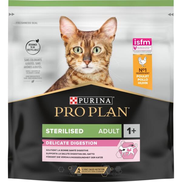 Сухой корм для стерилизованых котов Pro Plan Sterilised Adult 1+ Delicate Digestion для пищеварения с курицей 400г