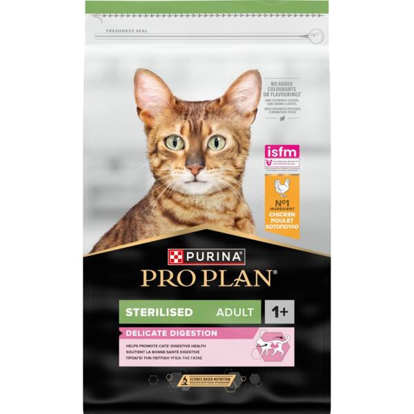 Сухой корм для стерилизованых котов Pro Plan Sterilised Adult 1+ Delicate Digestion для пищеварения с курицей 10кг